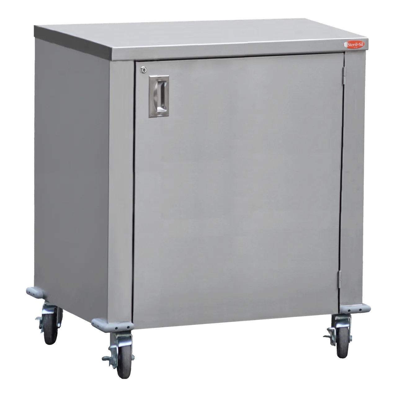 Steril-Sil ENC24-FLAT 24" Stainless Steel Enclosed Mobile Counter w/ Flat Work Top