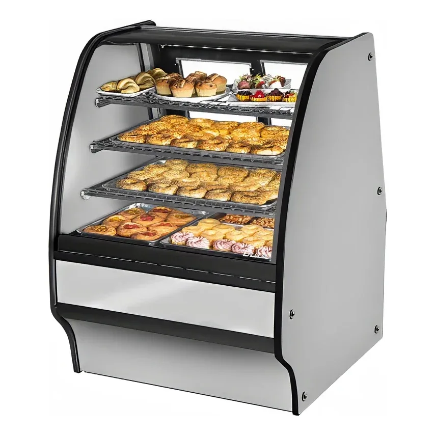 True TGM-DC-36-SC/SC-S-S 36 1/4″ Full Service Dry Bakery Case w/ Curved Glass – (4) Levels, 115v