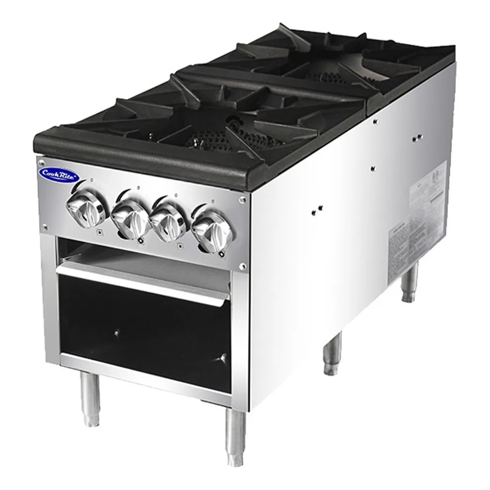 Atosa USA ATSP-18-2 18“ Gas Stock Pot Range (Stove) w/ (2) Three Ring Burners, 160.000 BTU