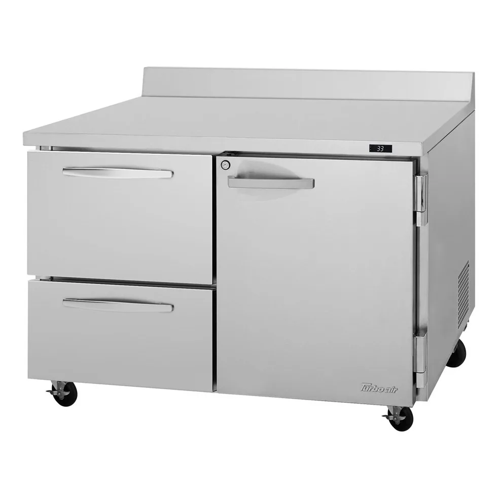 Turbo Air PWR-48-D2R(L)-N 48″ 2-Section Worktop Refrigerator w/ 1 Door & 2 Drawers, 12.2 cu. ft.