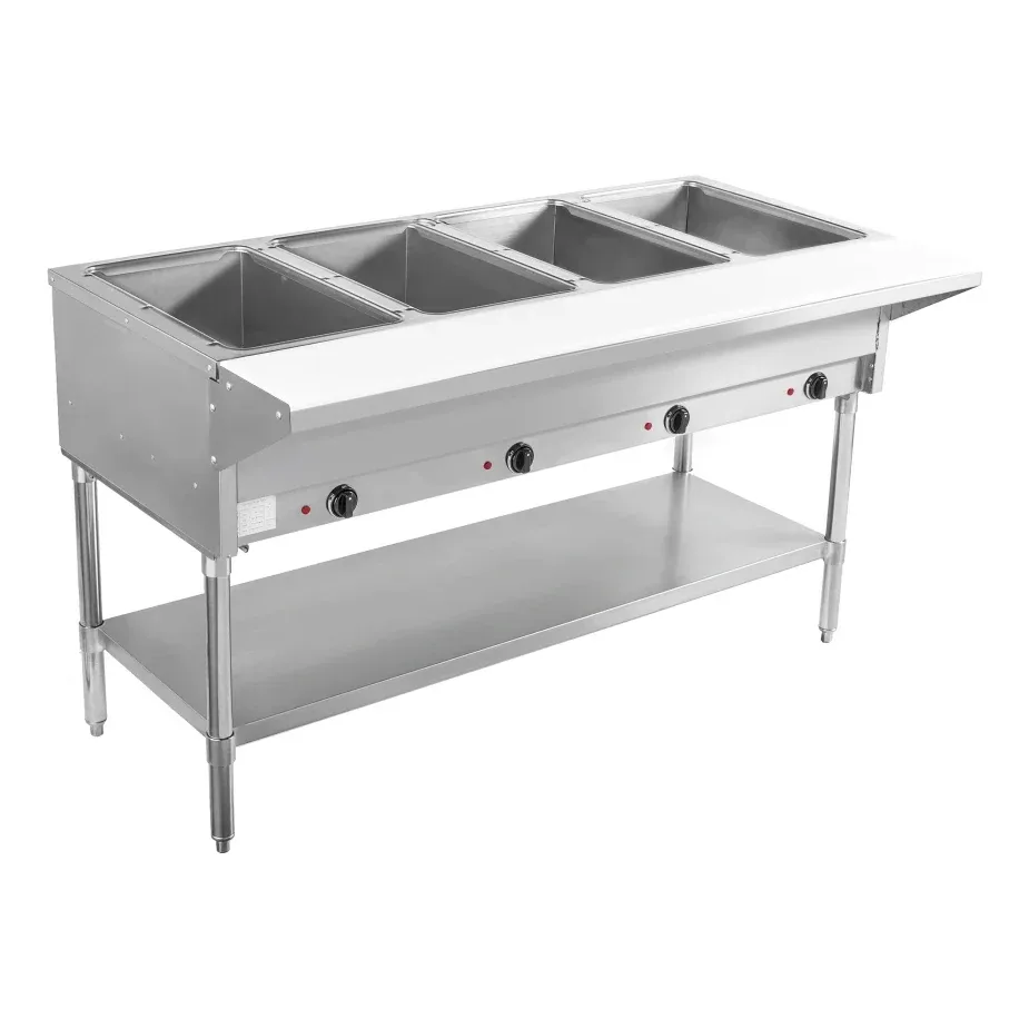 BevLes BVST-4-240 58″ Hot Steam Table w/ (4) Wells & Undershelf, 208-230v