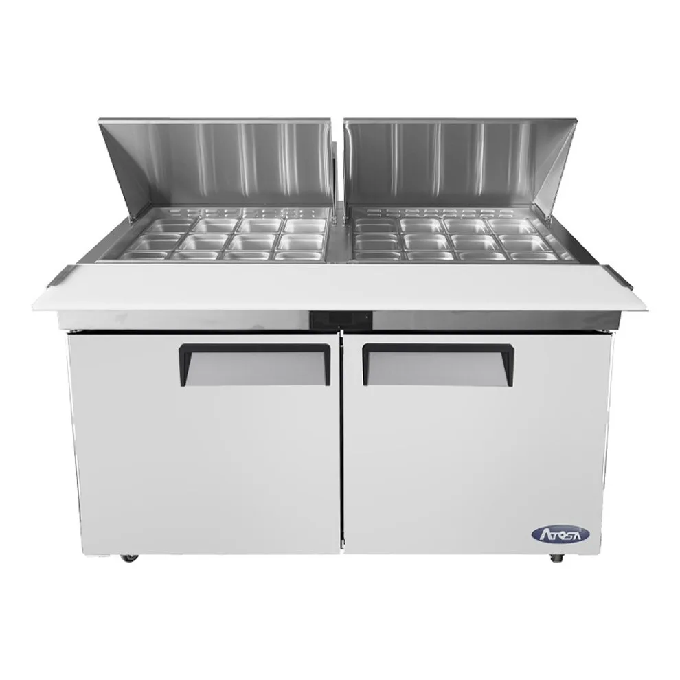 Atosa USA MSF8307GR 60“ Two Section Mega Top Sandwich/Salad Prep Table w/ 2 Doors, 24 Pans