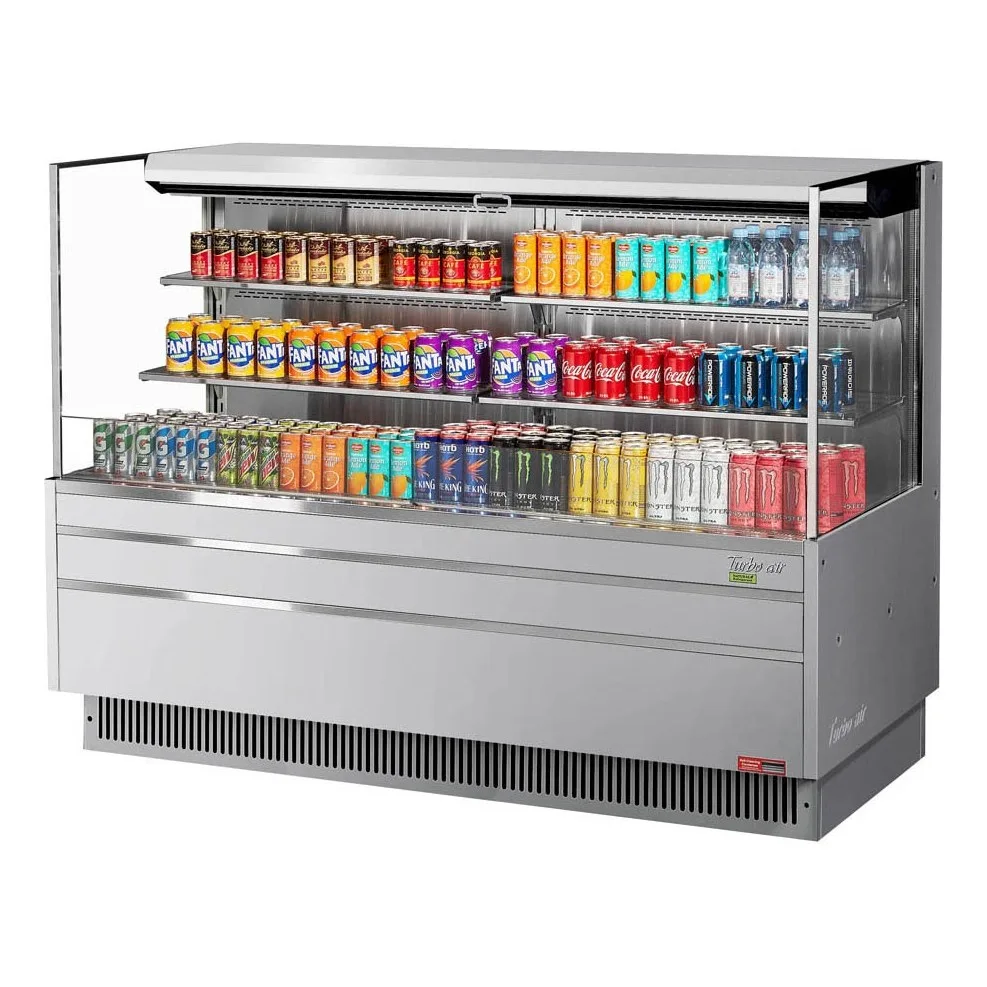 Turbo Air TOM-72L-UF-S-3S-N 70″ Horizontal Open Air Merchandiser, Stainless Steel, Self-Contained, 2 Shelves, 23.4 cu. ft.