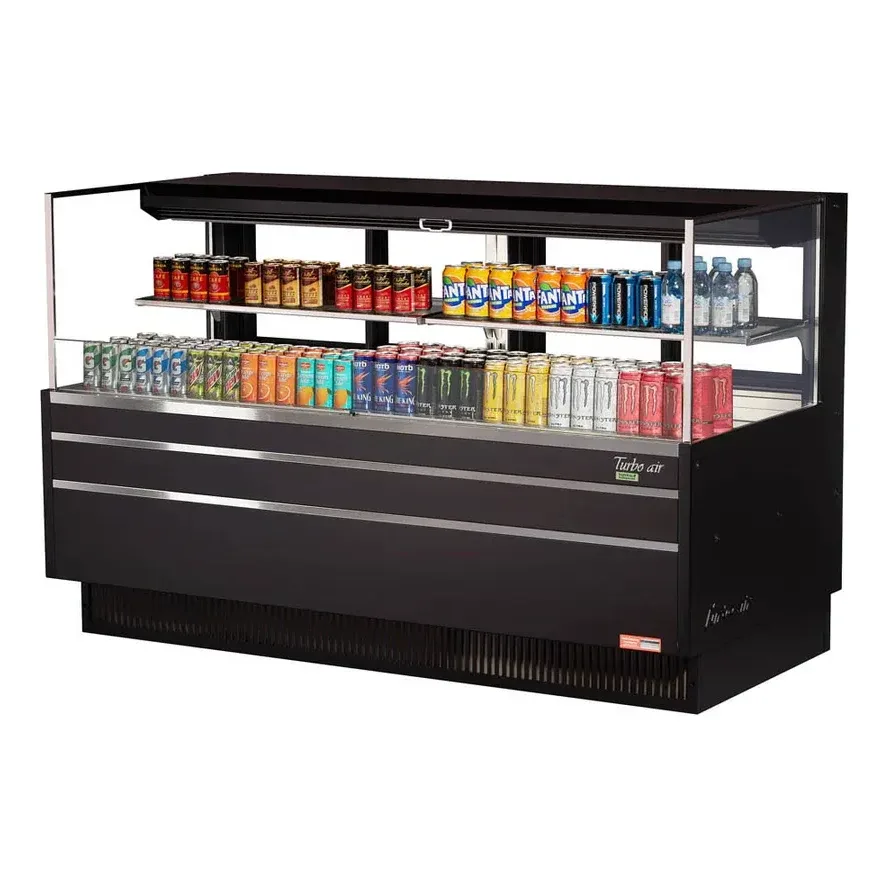 Turbo Air TOM-72L-UFD-W(B)-2S-N 70″ Horizontal Open Air Merchandiser, Specify Exterior, Self-Contained, 1 Shelf, w/ Rear Doors, 15.8 cu. ft.