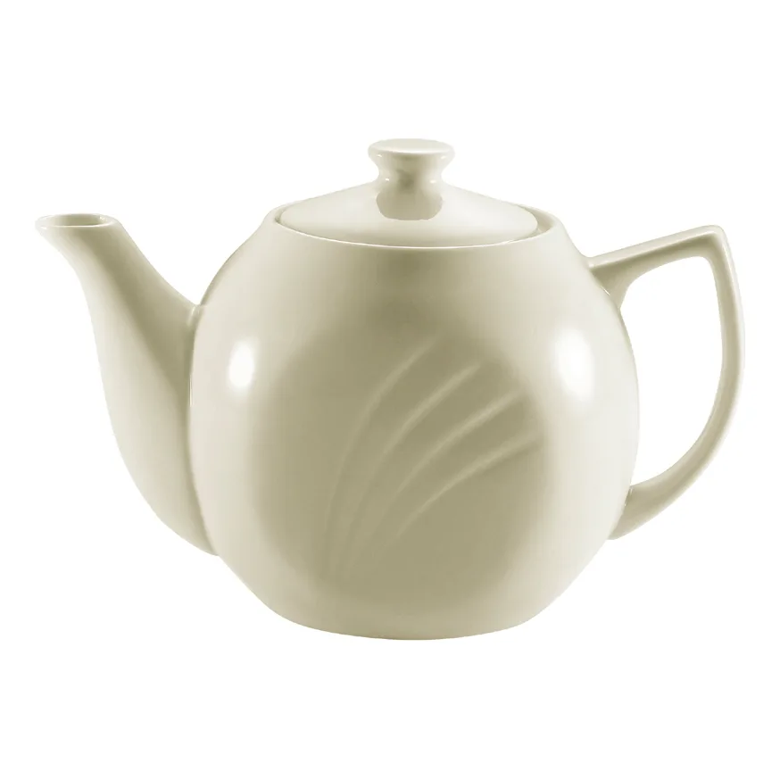 CACChina GAD-TP Teapot, 15 Oz, 6-1/2"L x 3-3/4"W x 4-1/4"H, Porcelain Bone White, With Lid - Dozen