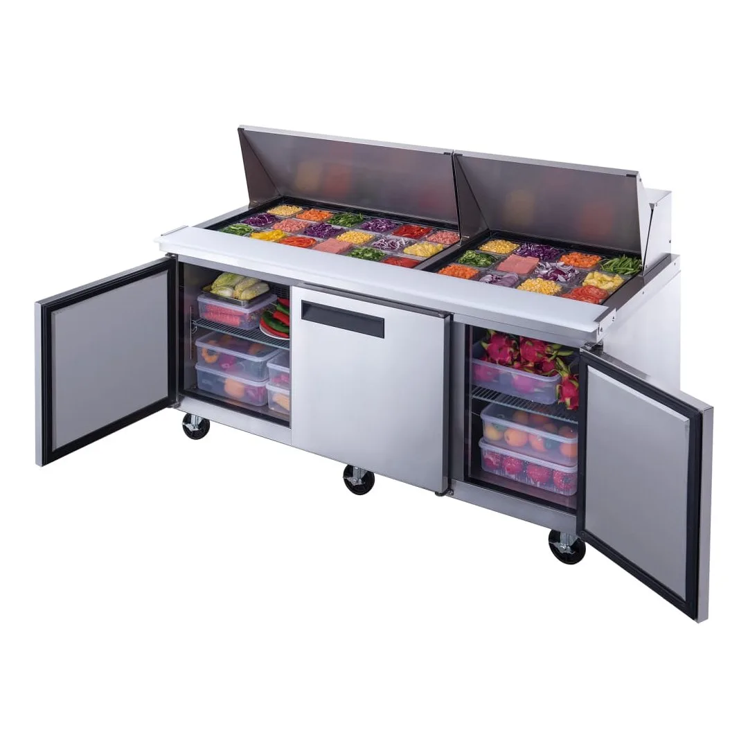 Dukers DSP72-30M-S3 72 1/2" Sandwich/Salad Prep Table w/ Refrigerated Base, 115v