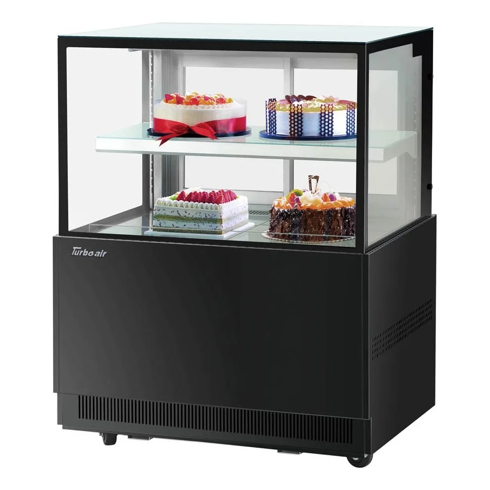 Turbo Air TBP36-46NN-W(B) 35″ Refrigerated Bakery Display Case, Self-Contained Straight Glass Full Service with 1 Shelf, 1/3 HP