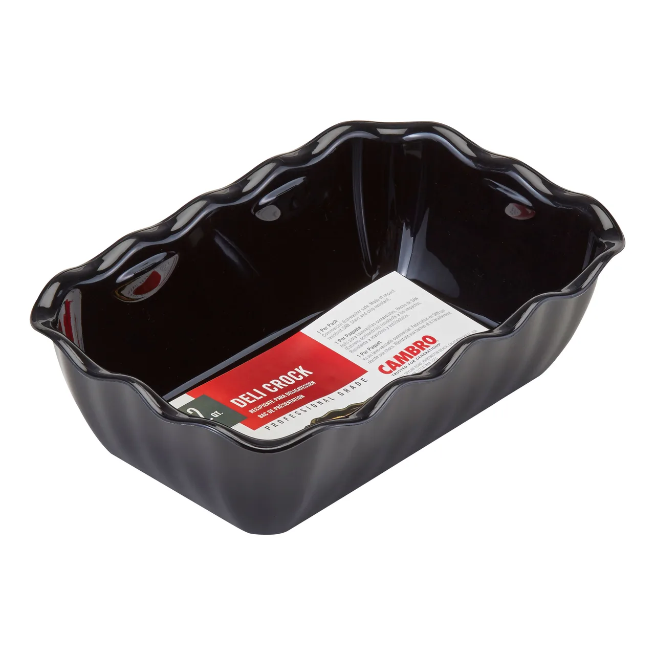 Cambro DC5110 - 2.2 Qt Rectangular Deli Crock, 10-5/16" x 6-13/16" Black SAN, NSF, Impact