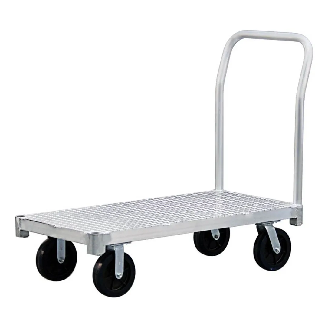 New Age PT3060P6 2600 lb Aluminum Platform Truck, 30"W x 60"L, Tread Plate Deck, Polyurethane Casters