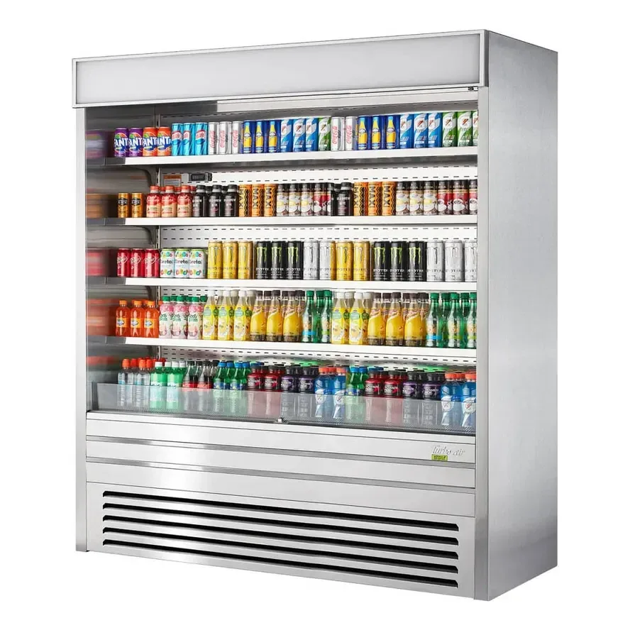 Turbo Air TOM-72ES-N 72″ Vertical Open Air Merchandiser, Stainless Steel, Self-Contained, 4 Shelves, 34.7 cu ft.