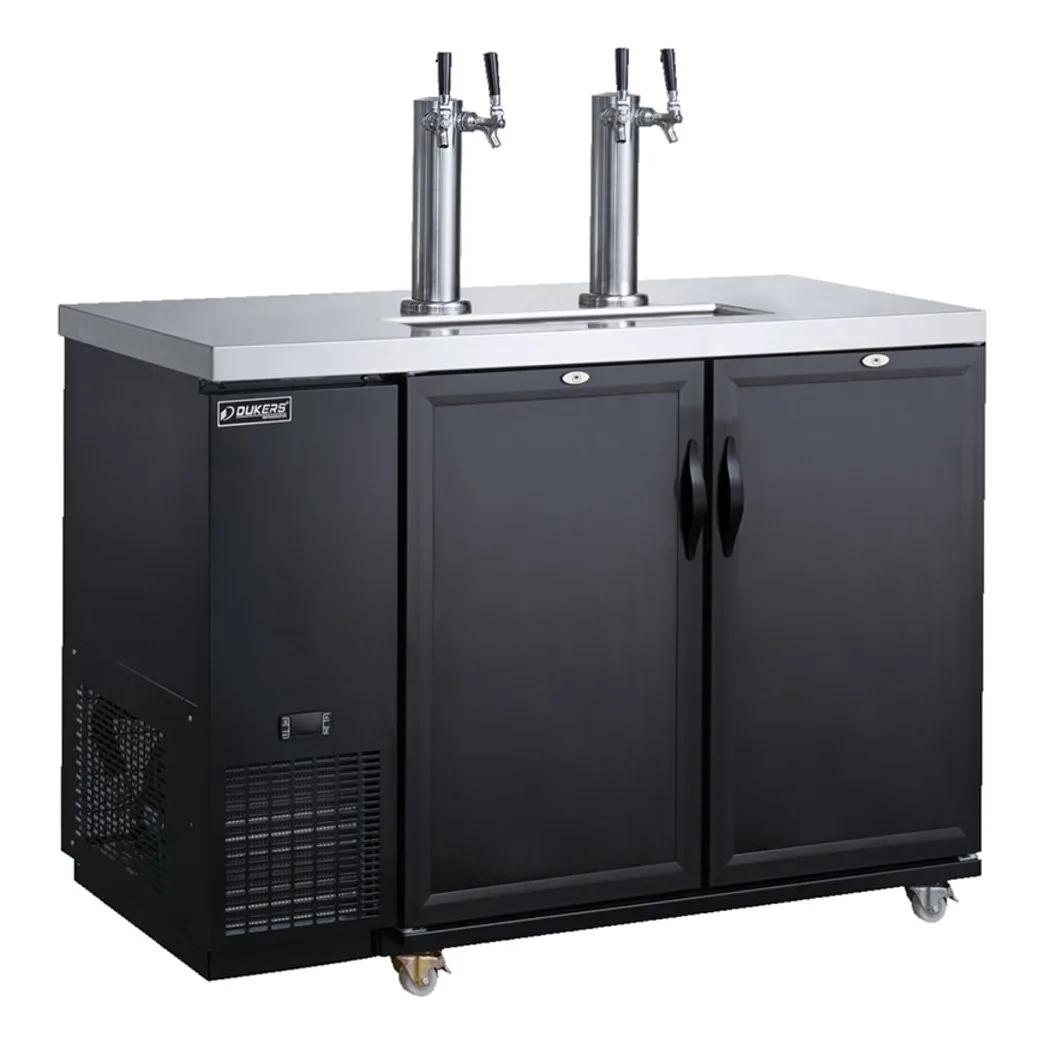 Dukers DKB60-M2 56 7/8" Kegerator Beer Dispenser w/ (8) 1/6 Keg Capacity - (2) Columns, Black, 115v