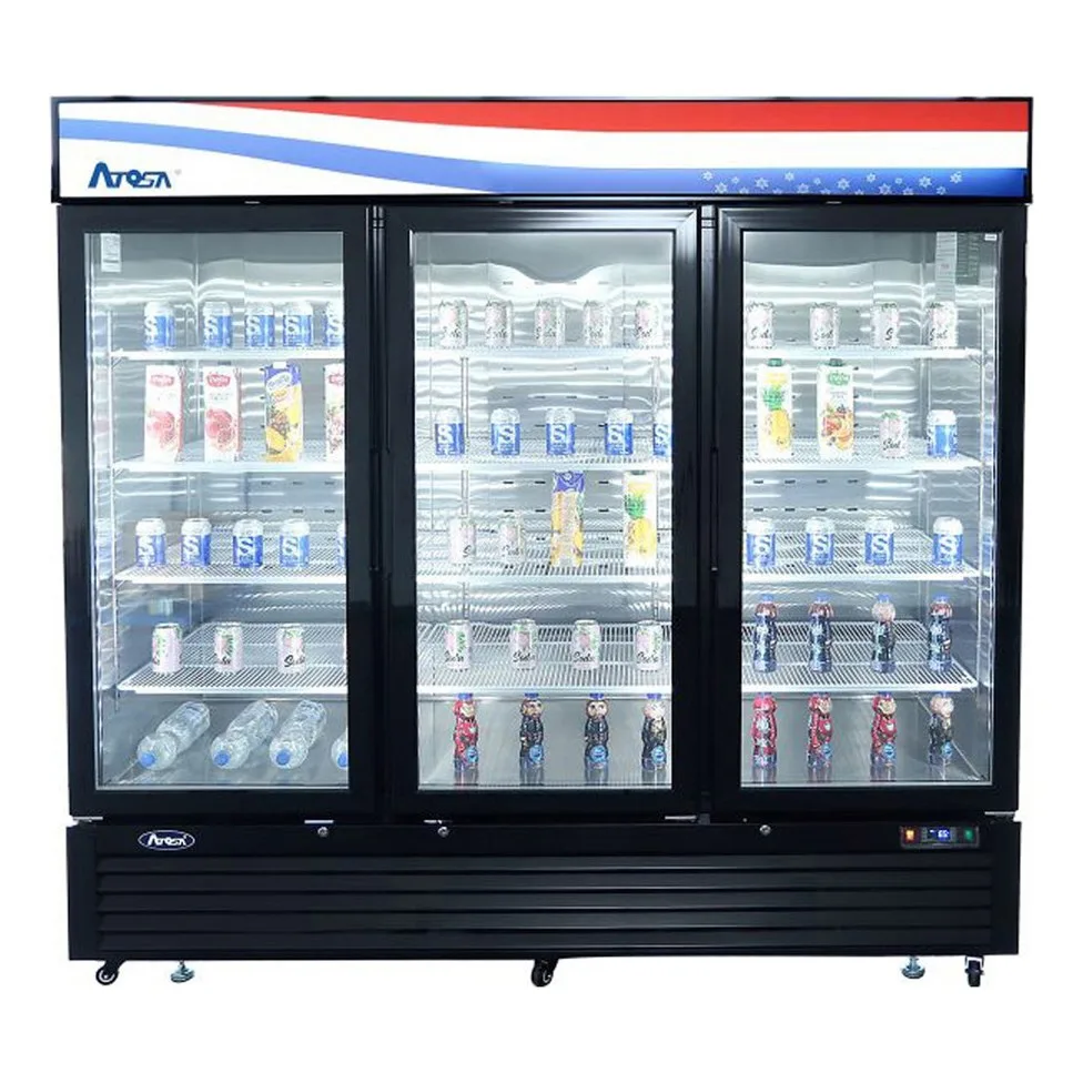 Atosa USA MCF8724GR 81“ 3-Section Merchandiser Refrigerator w/ 3 Swing Glass Door, 69.5 cu. ft.