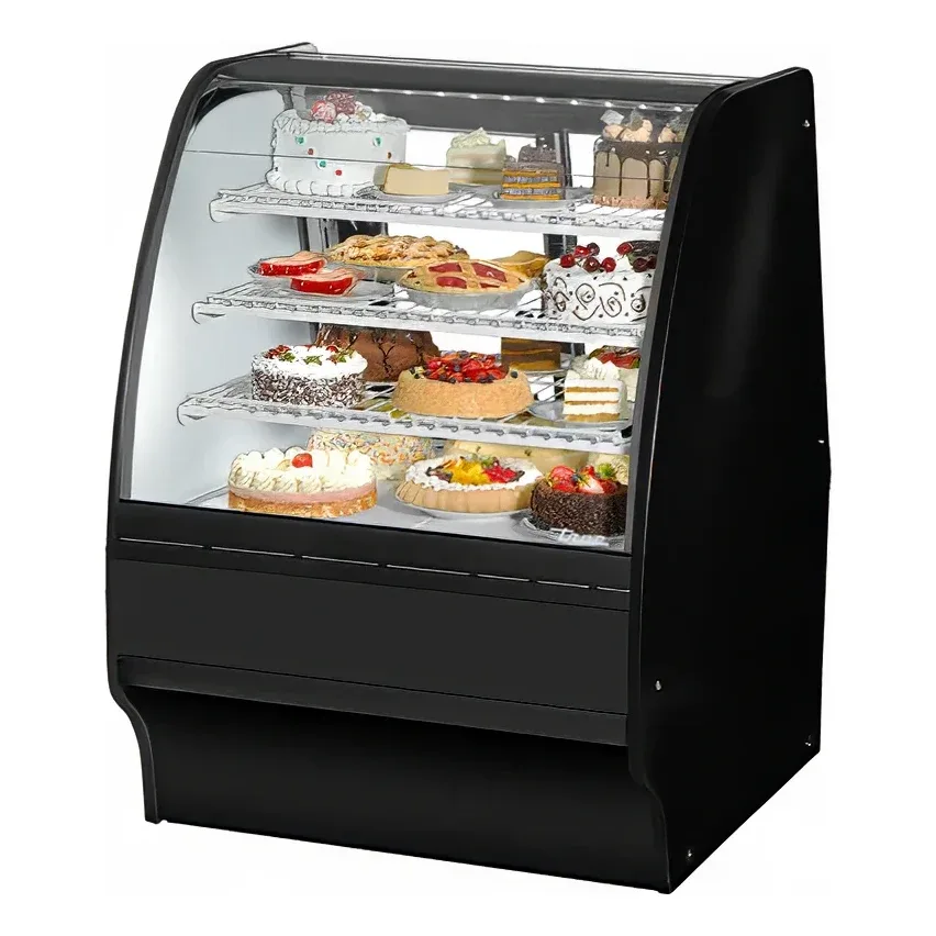 True TGM-R-36-SC/SC-B-W 36 1/4″ Full Service Bakery Case w/ Curved Glass – (4) Levels, 115v
